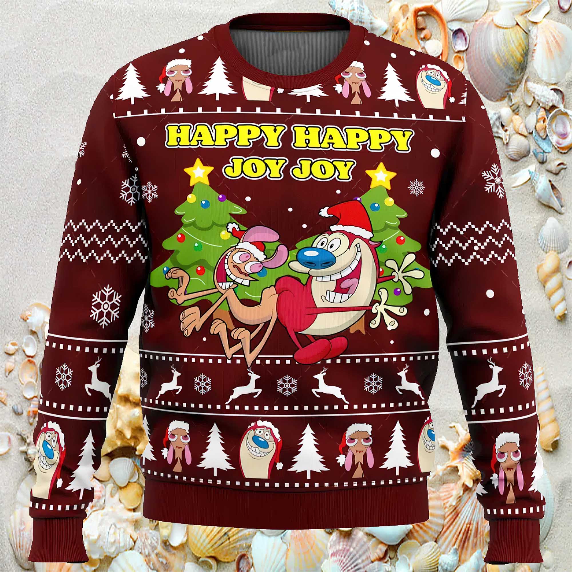 Happy Happy Joy Joy Ren And Stimpy Ugly Christmas Sweater Happy Happy Joy Joy Ren And Stimpy Ugly Christmas Sweater