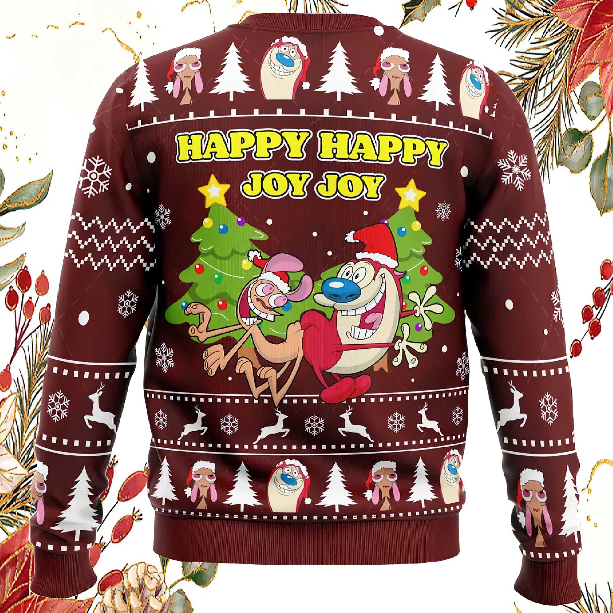 Happy Happy Joy Joy Ren And Stimpy Ugly Christmas Sweater Happy Happy Joy Joy Ren And Stimpy Ugly Christmas Sweater