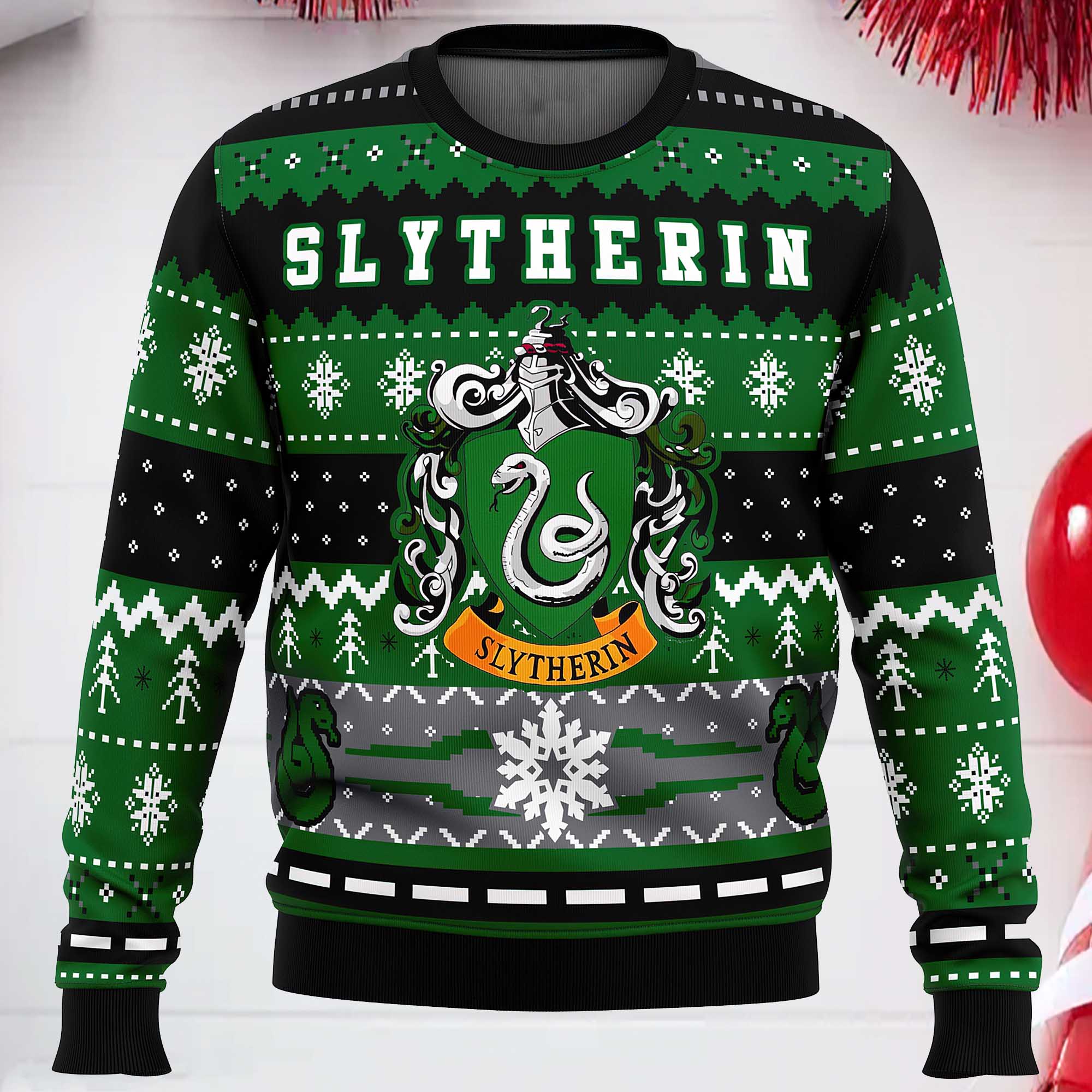 Harry Potter Slytherin House Ugly Christmas Sweater Harry Potter Slytherin House Ugly Christmas Sweater