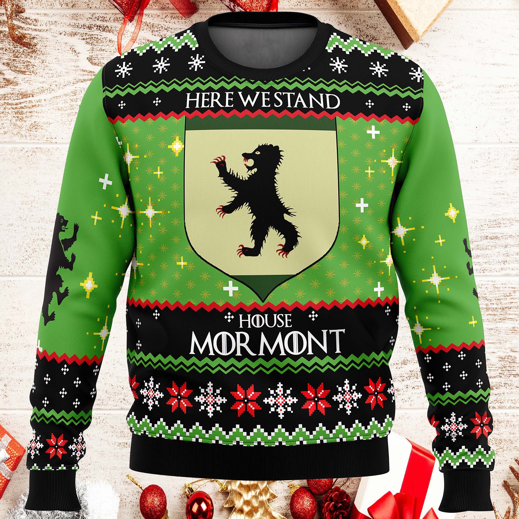 Here Westand House Mormont Ugly Christmas Sweater Here Westand House Mormont Ugly Christmas Sweater