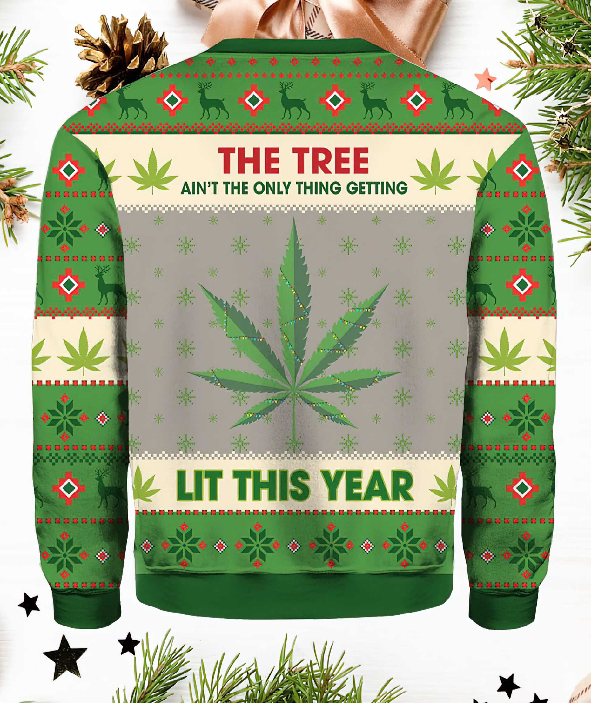 Hobby New Lit This Year Weed Ugly Christmas Sweater Hobby New Lit This Year Weed Ugly Christmas Sweater