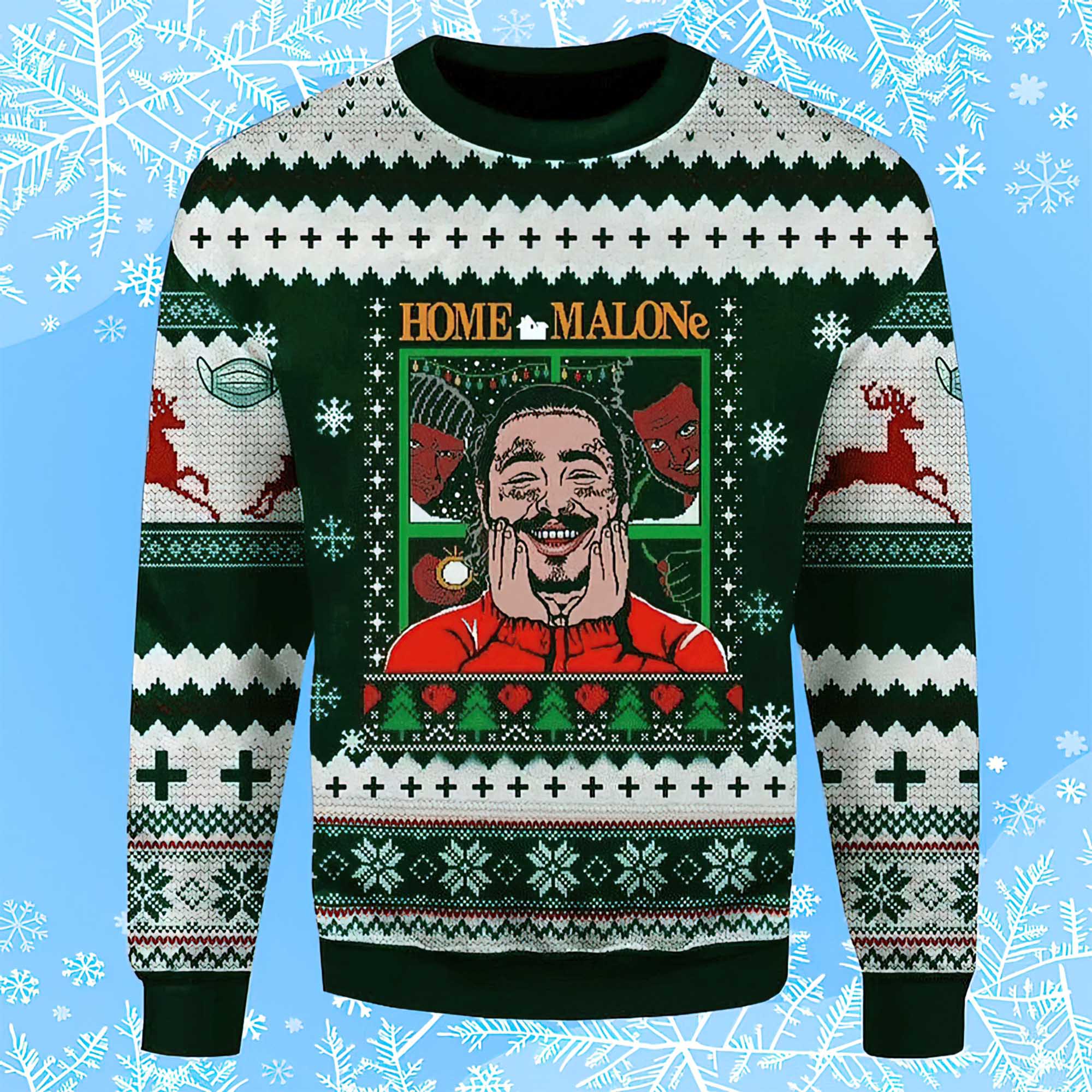 Home Malone For Unisex Ugly Christmas Sweater Home Malone For Unisex Ugly Christmas Sweater