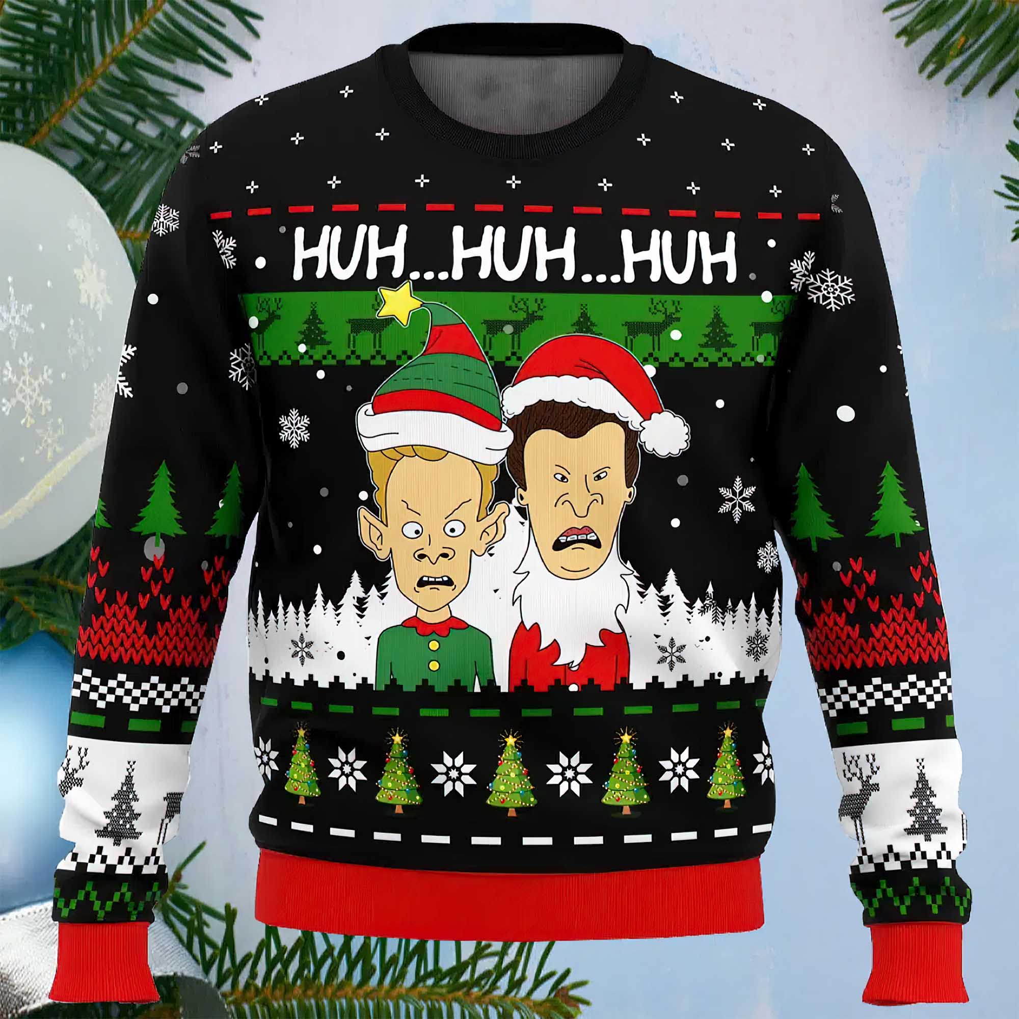 Huh Huh Huh Beavis And Butthead Ugly Christmas Sweater
