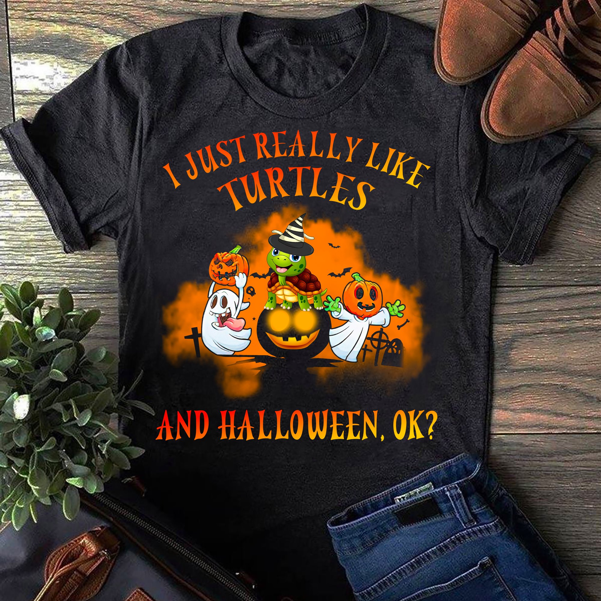 I Just Really Like Turtles And Halloween Ok Shirt I Just Really Like Turtles And Halloween Ok Shirt