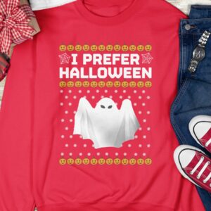 I Prefer Halloween Christmas Sweater 1 I prefer halloween christmas sweater red.jpg