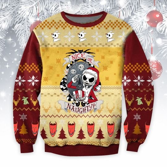 Jack Skellington Nice Or Naughty Christmas Sweater Jack Skellington Nice Or Naughty Christmas Sweater