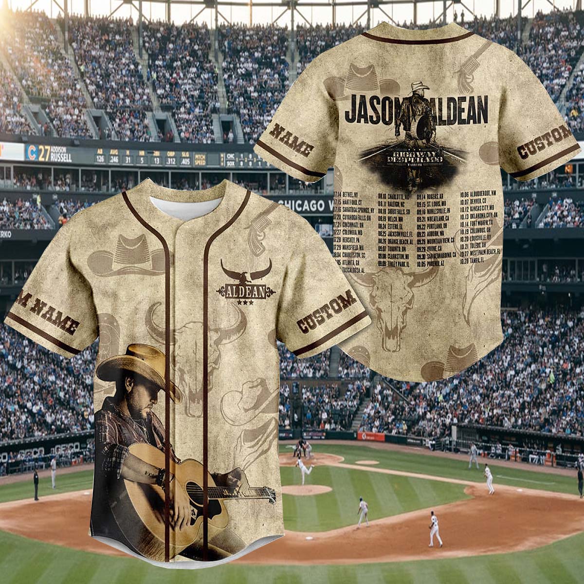 Jason Aldean Highway Desperado Tour 2023 Baseball Jersey Jason Aldean Highway Desperado Tour 2023 Baseball Jersey