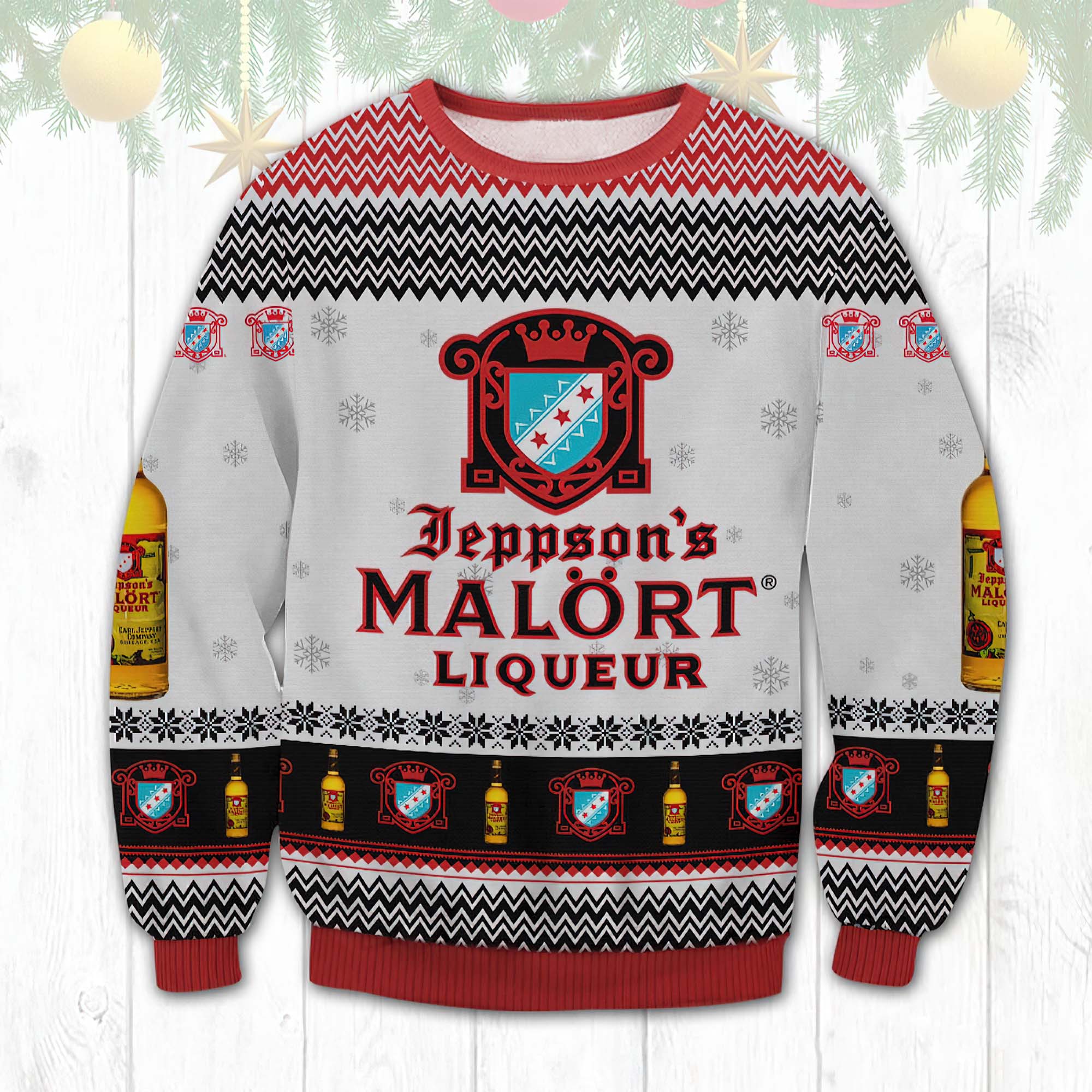 Jeppson’S Malort Liqueur Christmas Ugly Sweater