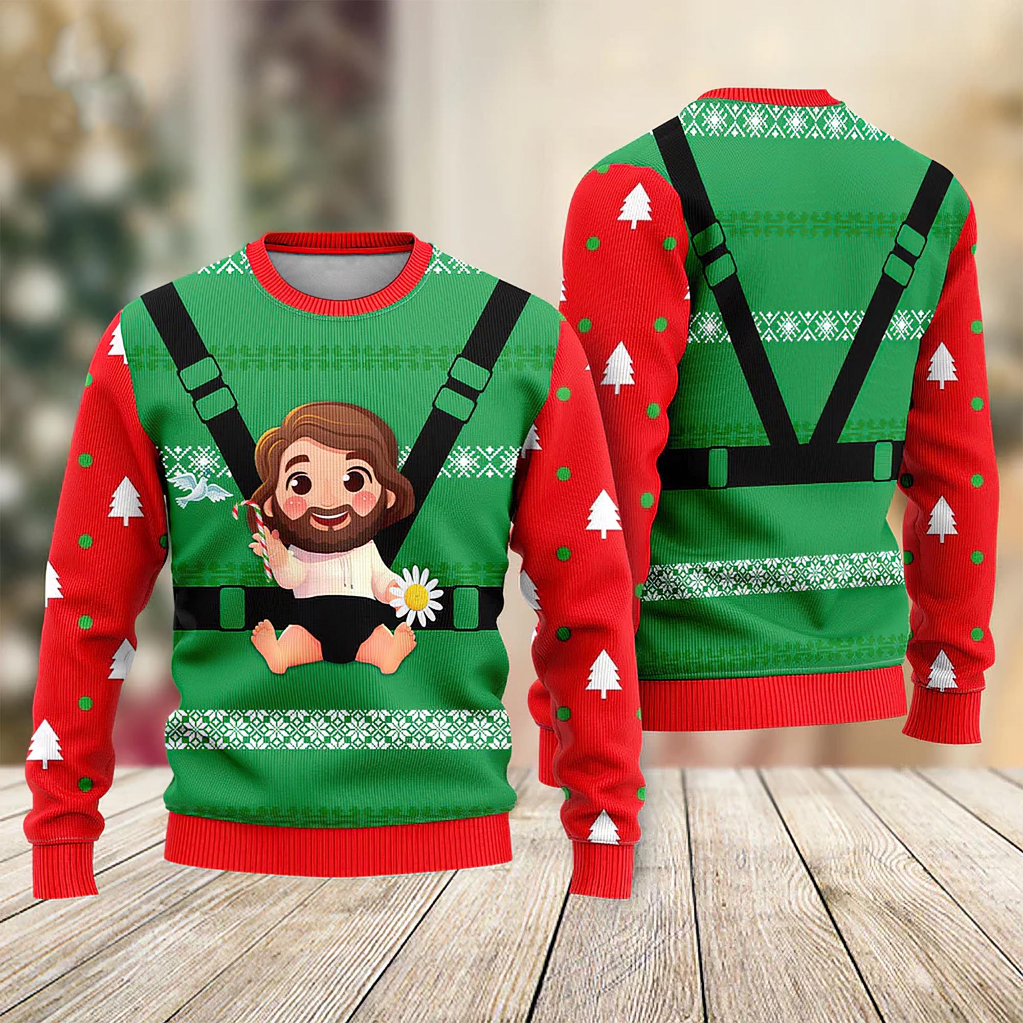 Jesus Baby Funny Red Green Christmas Sweater Jesus Baby Funny Red Green Christmas Sweater