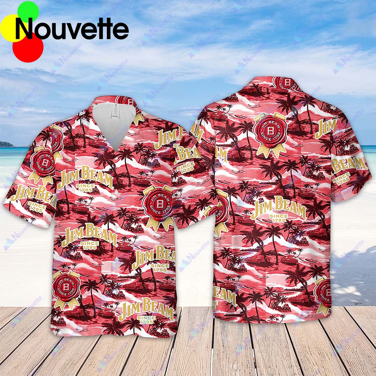 Jim Beam Hawaiian Sea Island Pattern Shirt