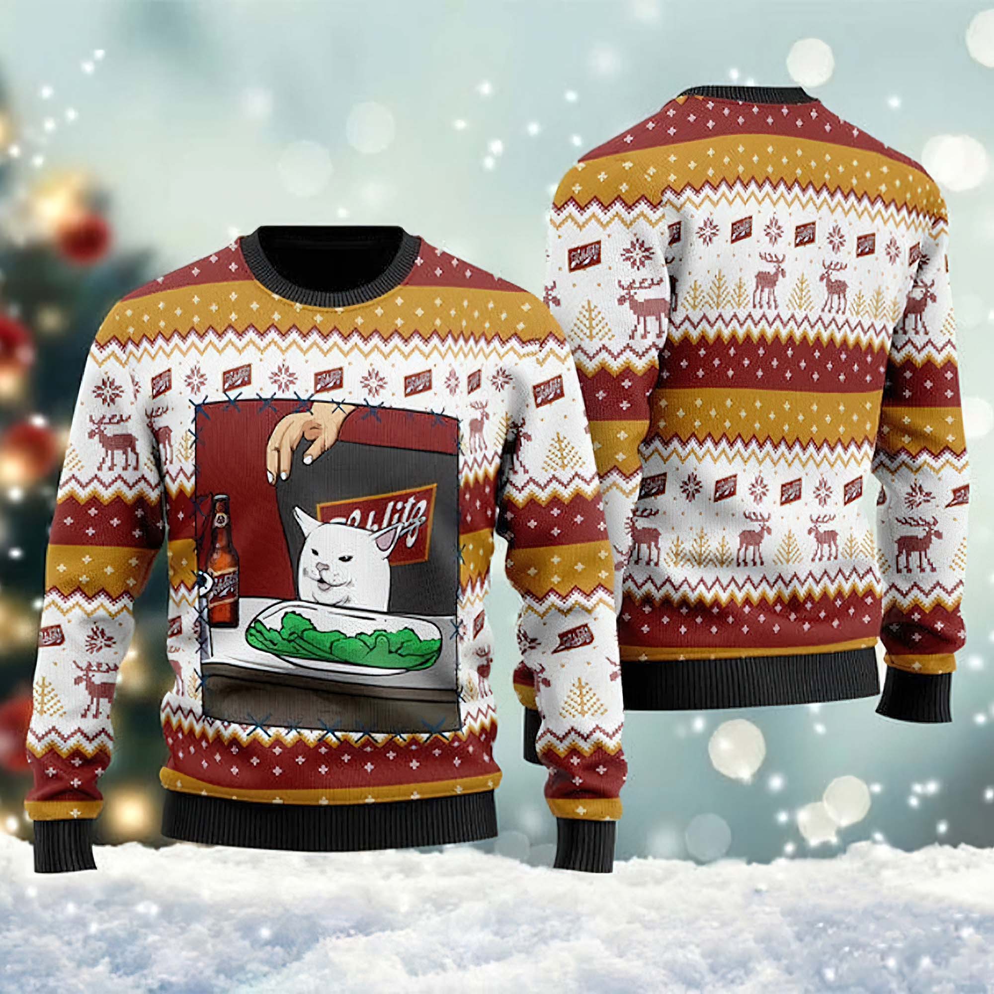 Joseph Schlitz Cat Meme Ugly Christmas Sweater Joseph Schlitz Cat Meme Ugly Christmas Sweater