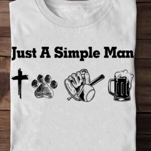 Just A Simple Man Cross Dog Baseball And Beer Shirt