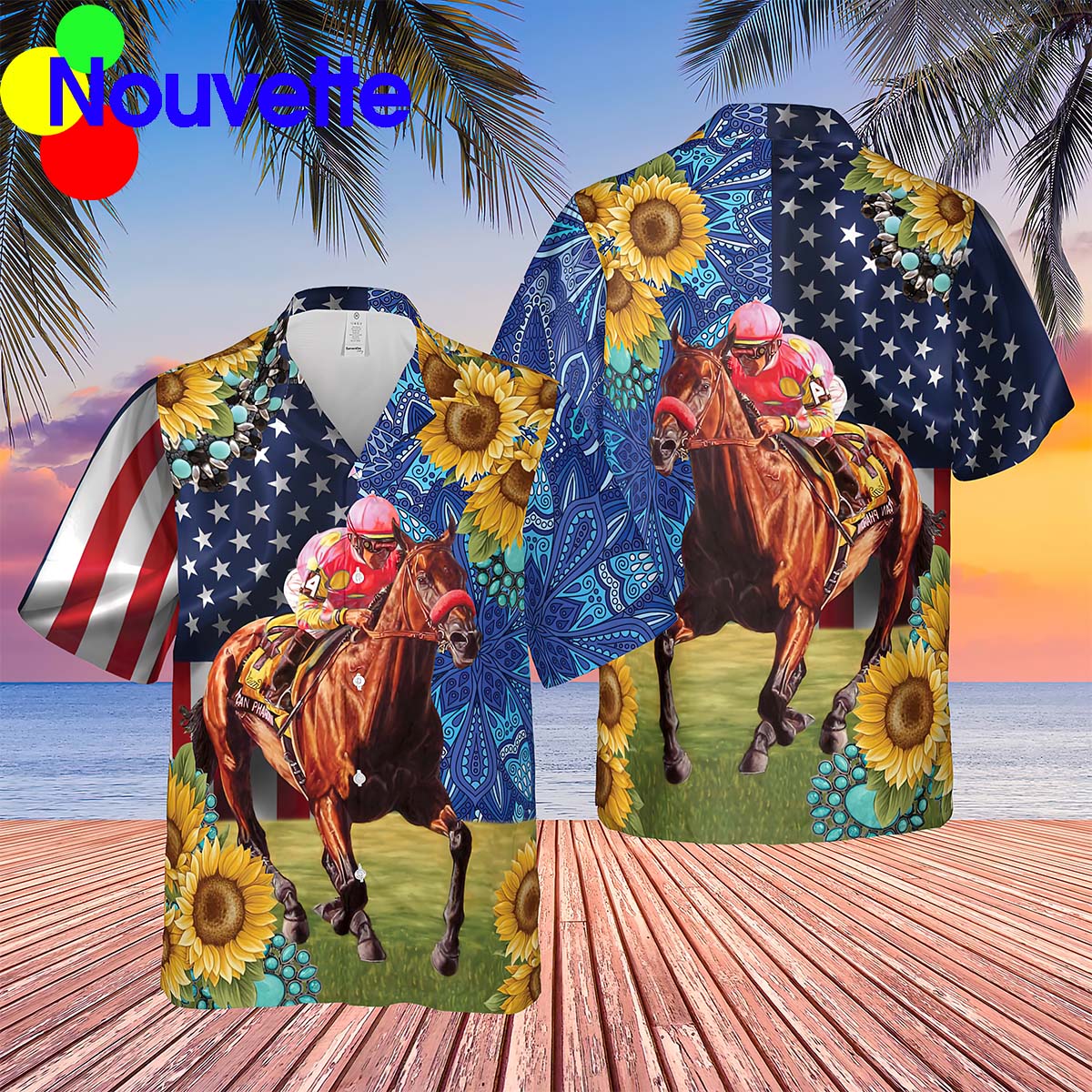 Kentucky Derby Horse Racing Sunflower Hawaiian Shirt