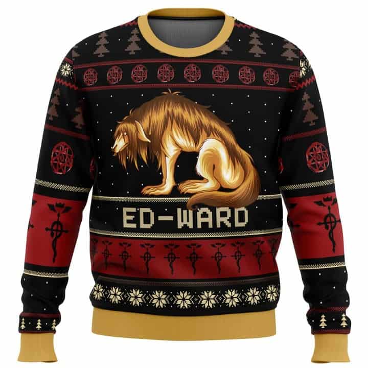 Fullmetal Alchemist Chimera Nina Tucker Ed-Ward Ugly Christmas Sweater Fullmetal Alchemist Chimera Nina Tucker Ed-Ward Ugly Christmas Sweater