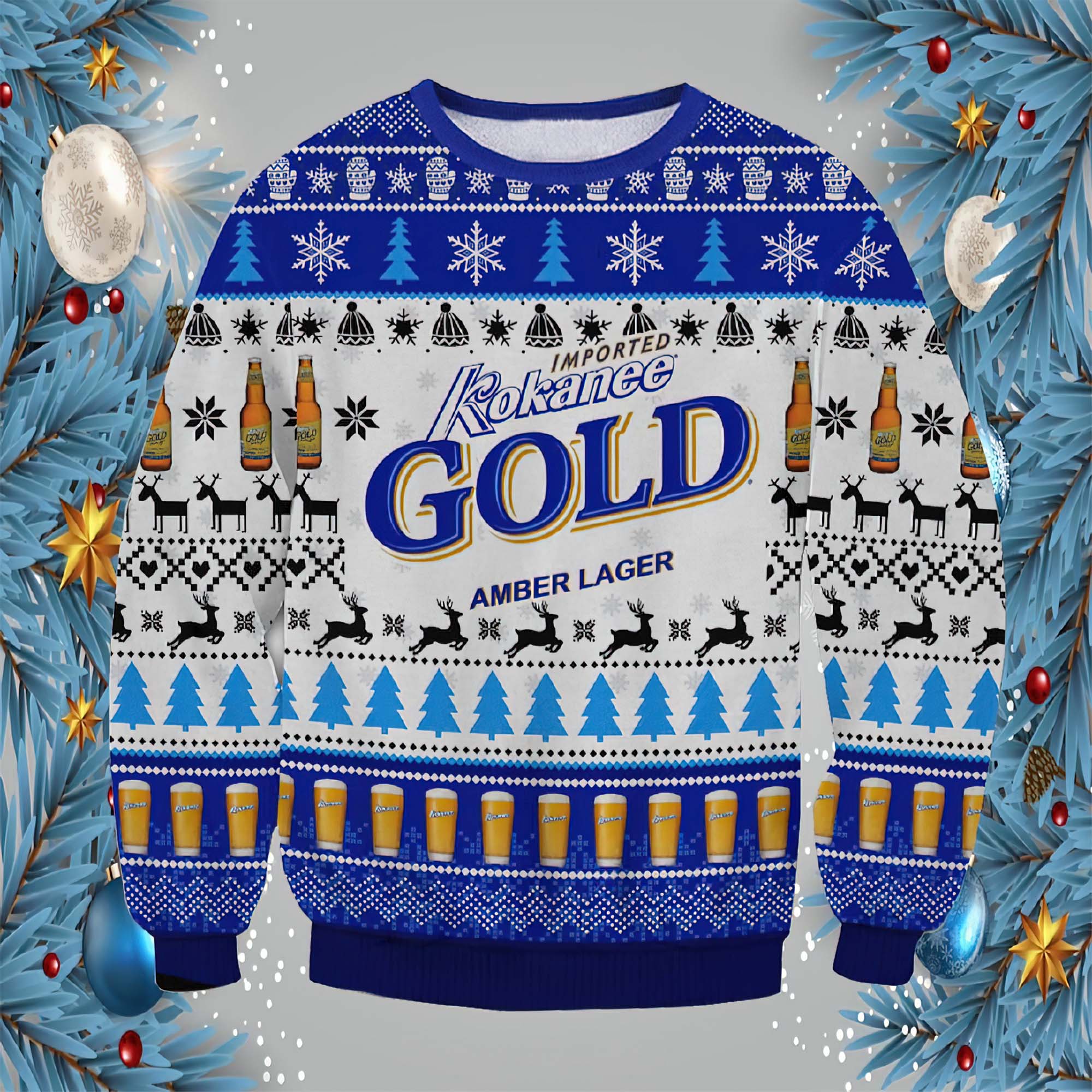 Kokanee Gold Amber Lager Christmas Sweater
