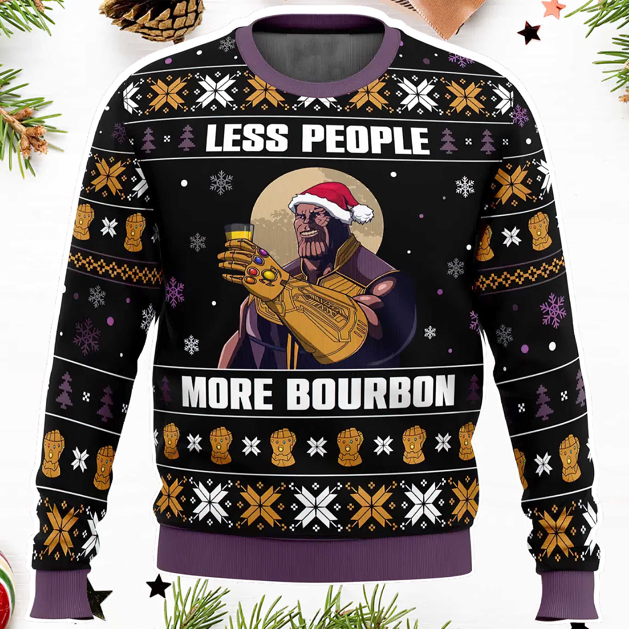 Less People More Bourbon Ugly Christmas Sweater Less People More Bourbon Ugly Christmas Sweater