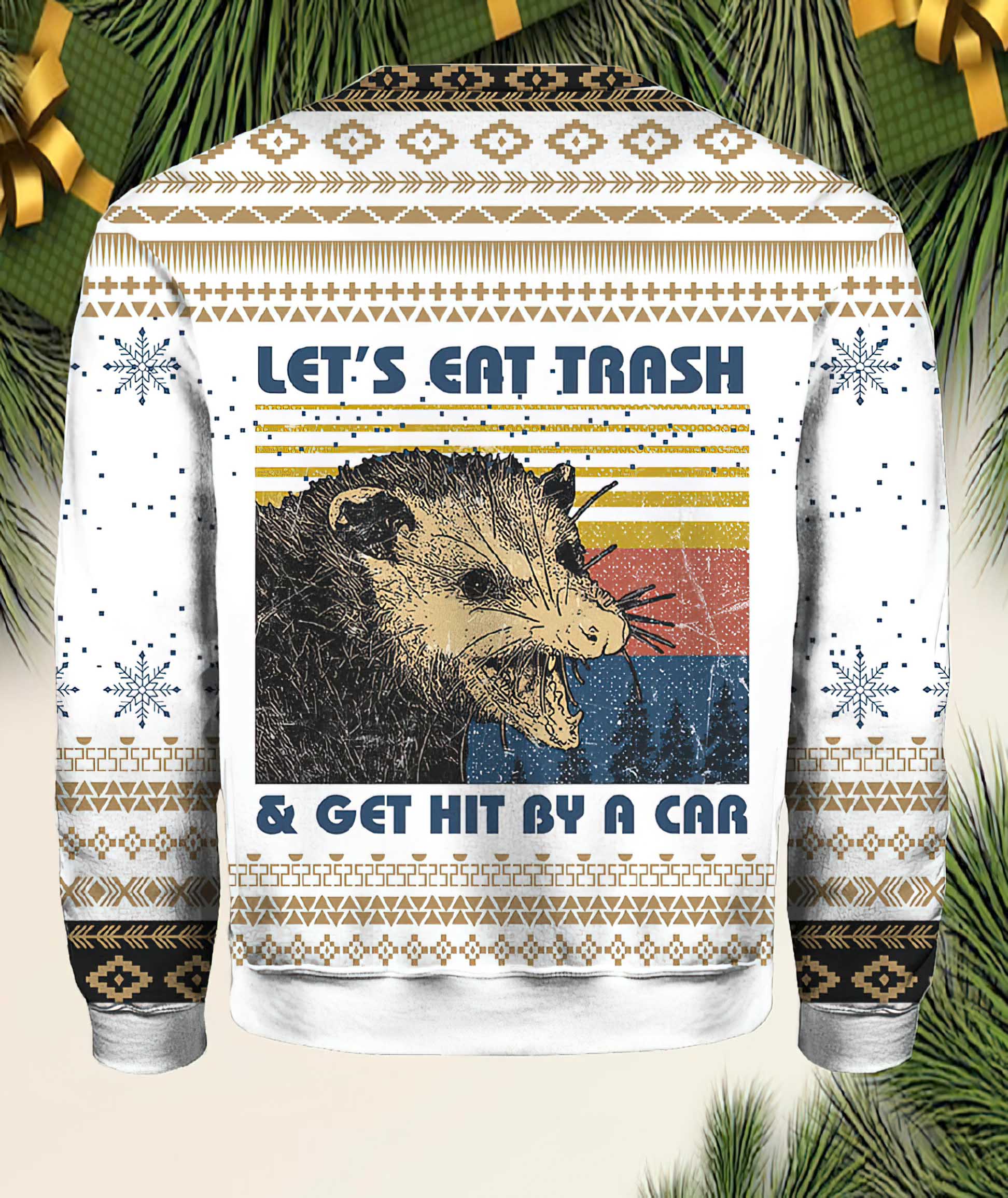 Lets Eat Trash Get Hit By A Car Opossum Ugly Christmas Sweater Lets Eat Trash Get Hit By A Car Opossum Ugly Christmas Sweater