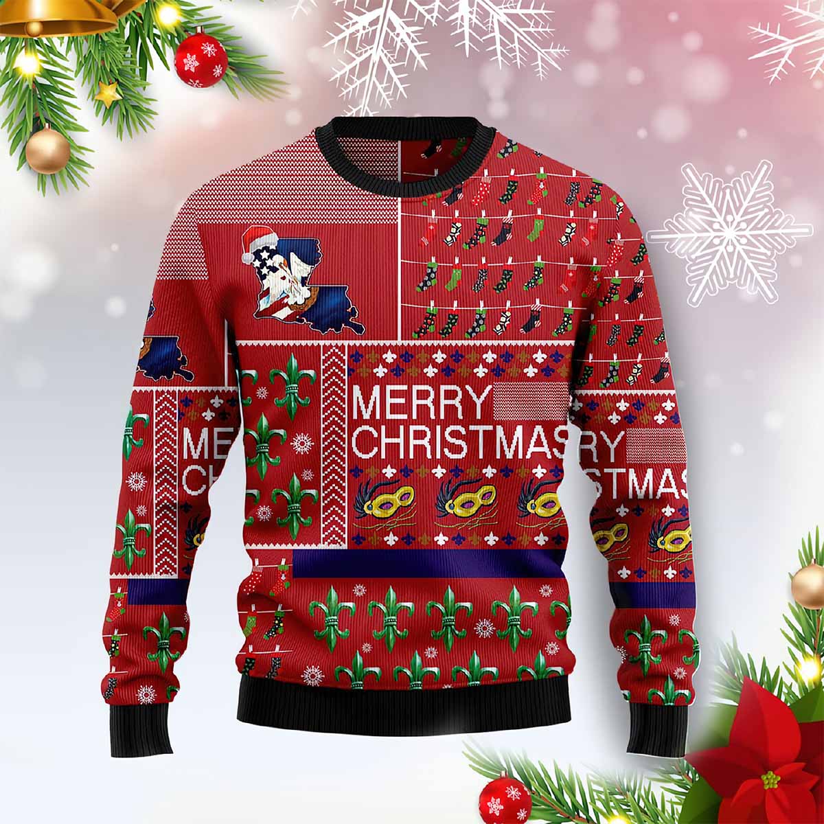 Louisiana Merry Christmas Ugly Christmas Sweater