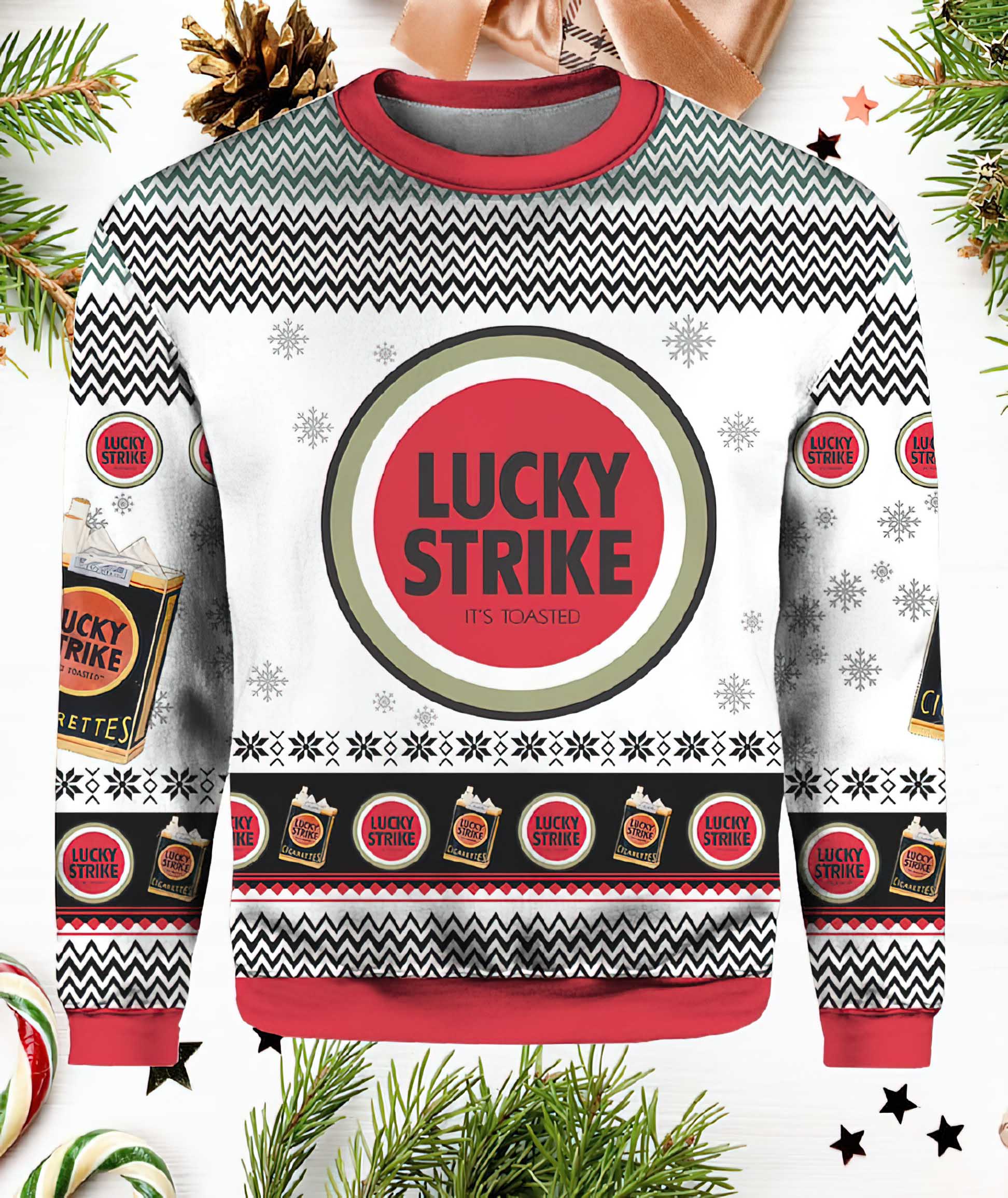 Lucky Strike Cigarette Christmas Sweater Lucky Strike Cigarette Christmas Sweater