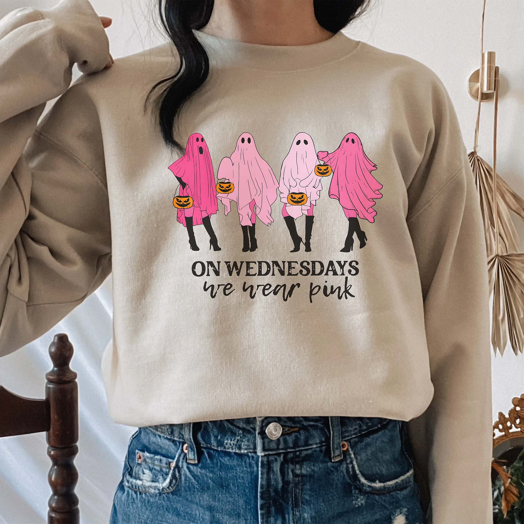 Mean Girls Ghost On Wednesday We Wear Pink Ghost Shirt & Sweatshirt Mean Girls Ghost On Wednesday We Wear Pink Ghost Shirt & Sweatshirt