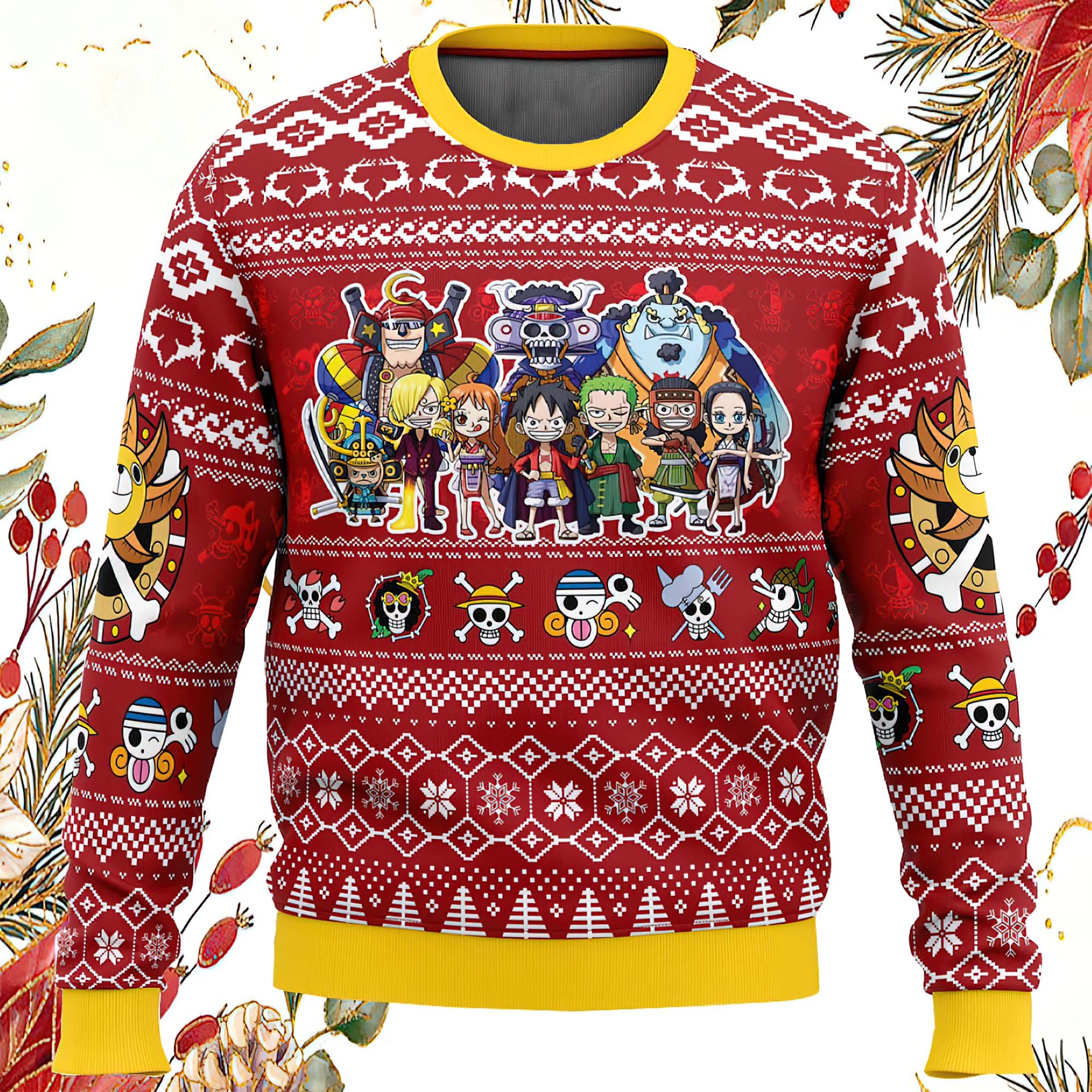 Merry Mugiwara Pirates One Piece Ugly Christmas Sweater Merry Mugiwara Pirates One Piece Ugly Christmas Sweater