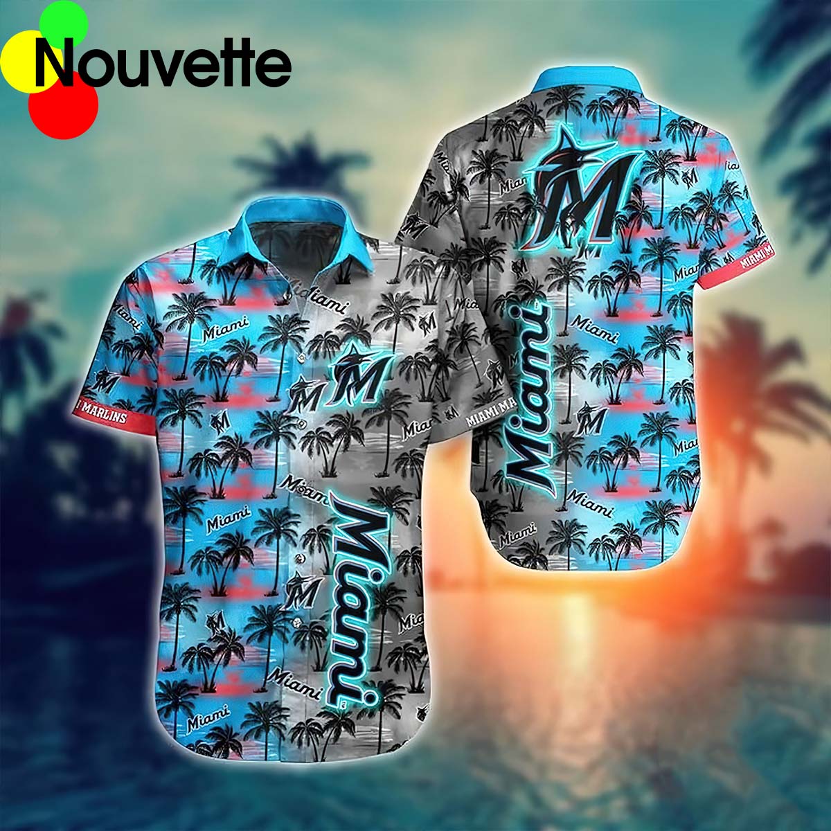 Miami Marlins Palm Tree Hawaiian Shirt Miami Marlins Palm Tree Hawaiian Shirt