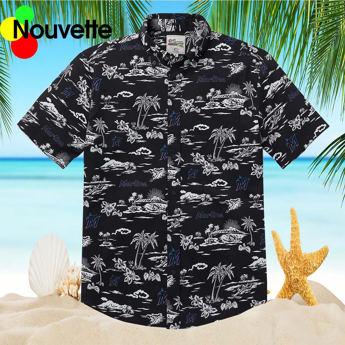Miami Marlins Tropical Palm Tree Hawaiian Shirt Miami Marlins Tropical Palm Tree Hawaiian Shirt