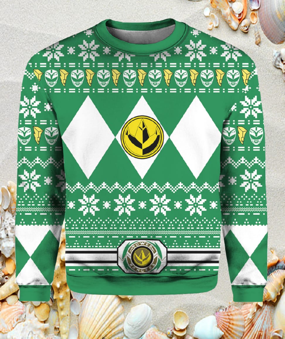Mighty Morphin Green Ranger Power Rangers Ugly Christmas Sweater Mighty Morphin Green Ranger Power Rangers Ugly Christmas Sweater