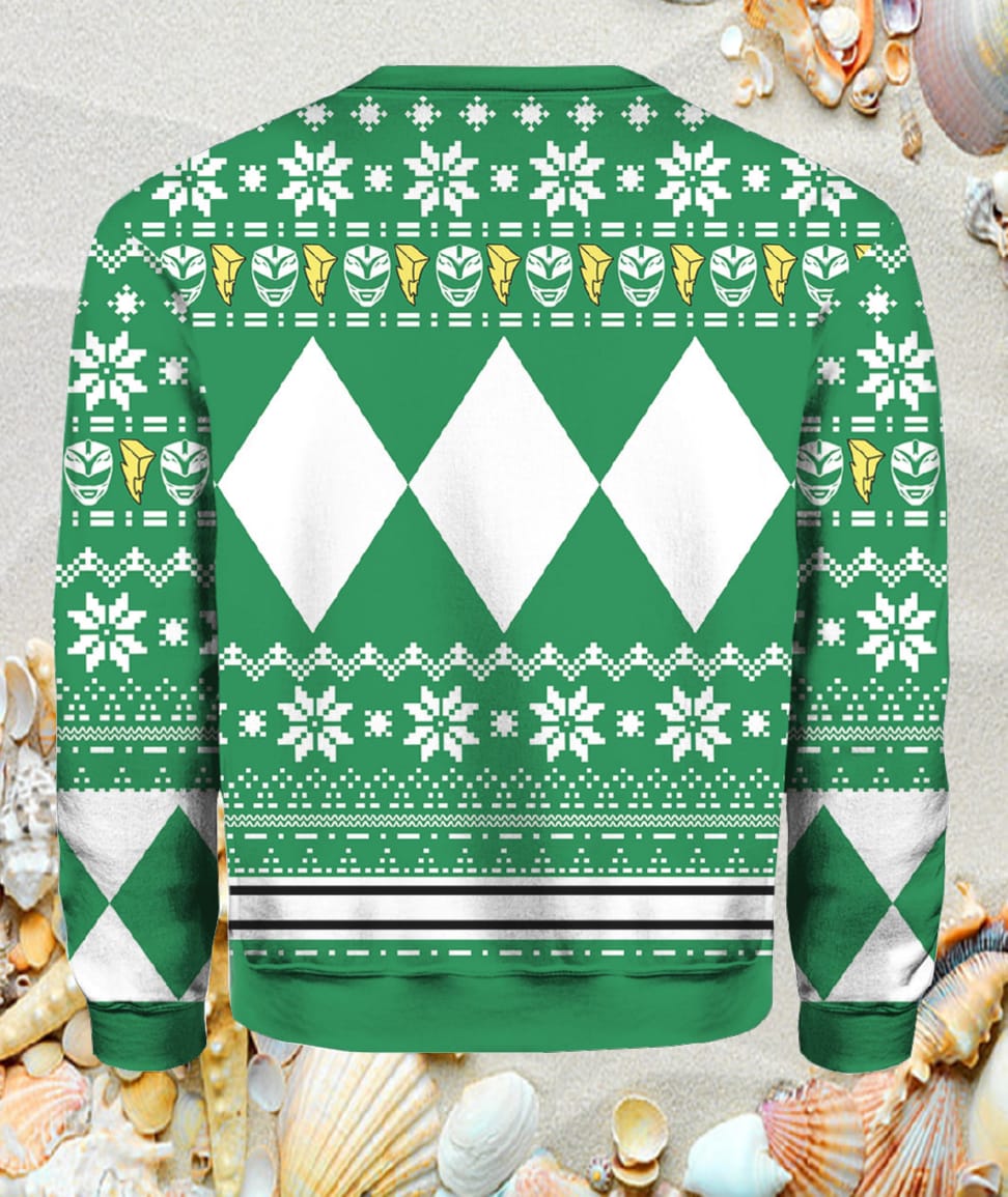 Mighty Morphin Green Ranger Power Rangers Ugly Christmas Sweater Mighty Morphin Green Ranger Power Rangers Ugly Christmas Sweater