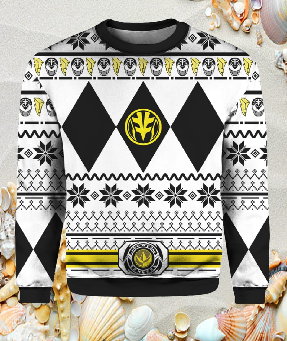 Mighty Morphin White Ranger Power Rangers Ugly Christmas Sweater