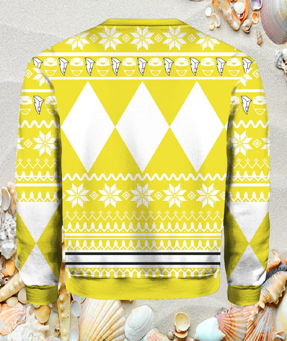 Mighty Morphin Yellow Ranger Power Rangers Ugly Christmas Sweater Mighty Morphin Yellow Ranger Power Rangers Ugly Christmas Sweater