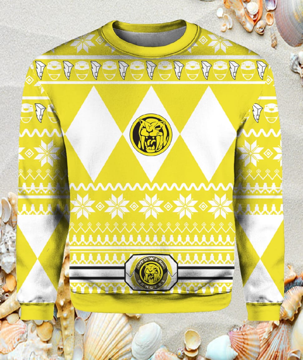 Mighty Morphin Yellow Ranger Power Rangers Ugly Christmas Sweater Mighty Morphin Yellow Ranger Power Rangers Ugly Christmas Sweater