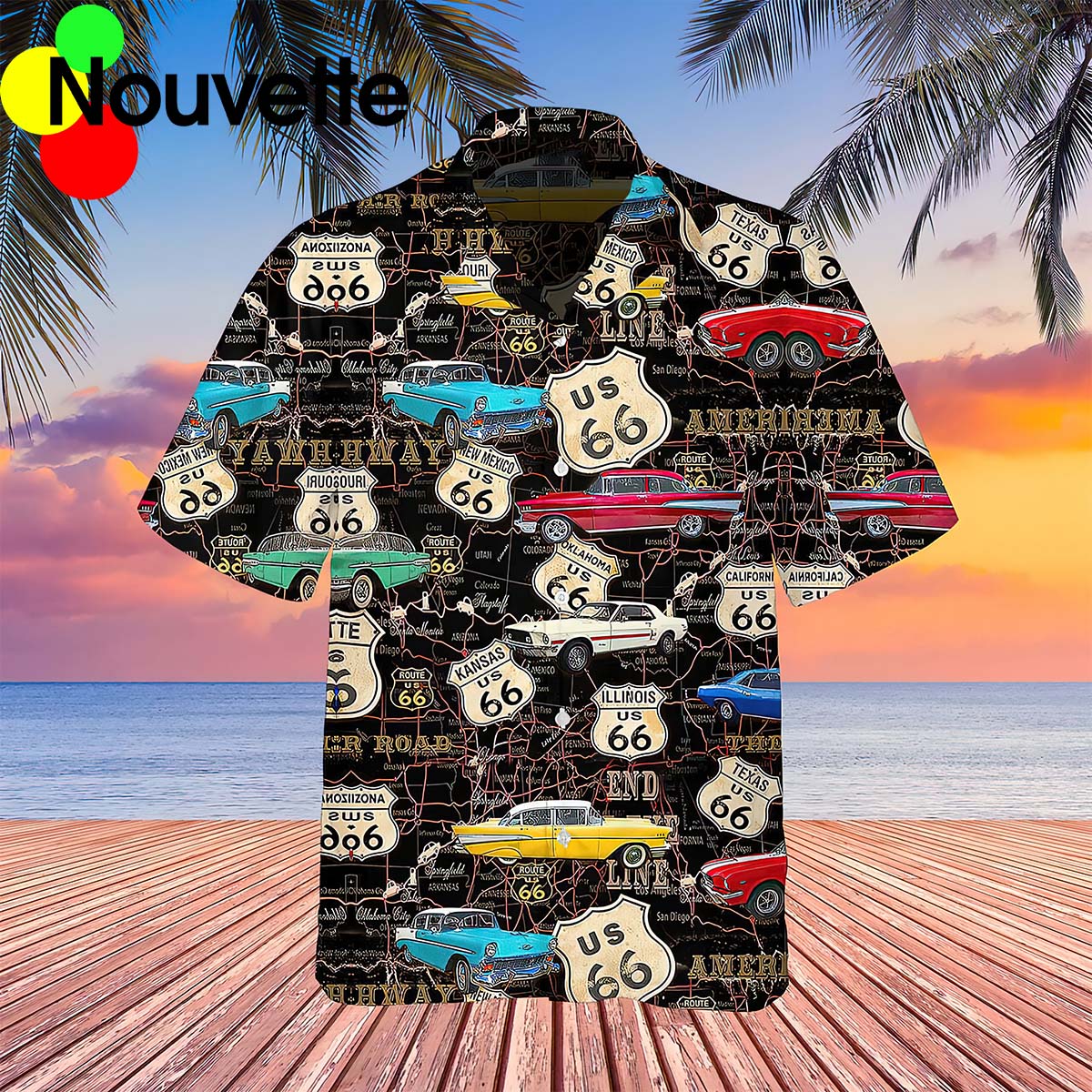 Muscle Car On Route Hawaiian Shirt