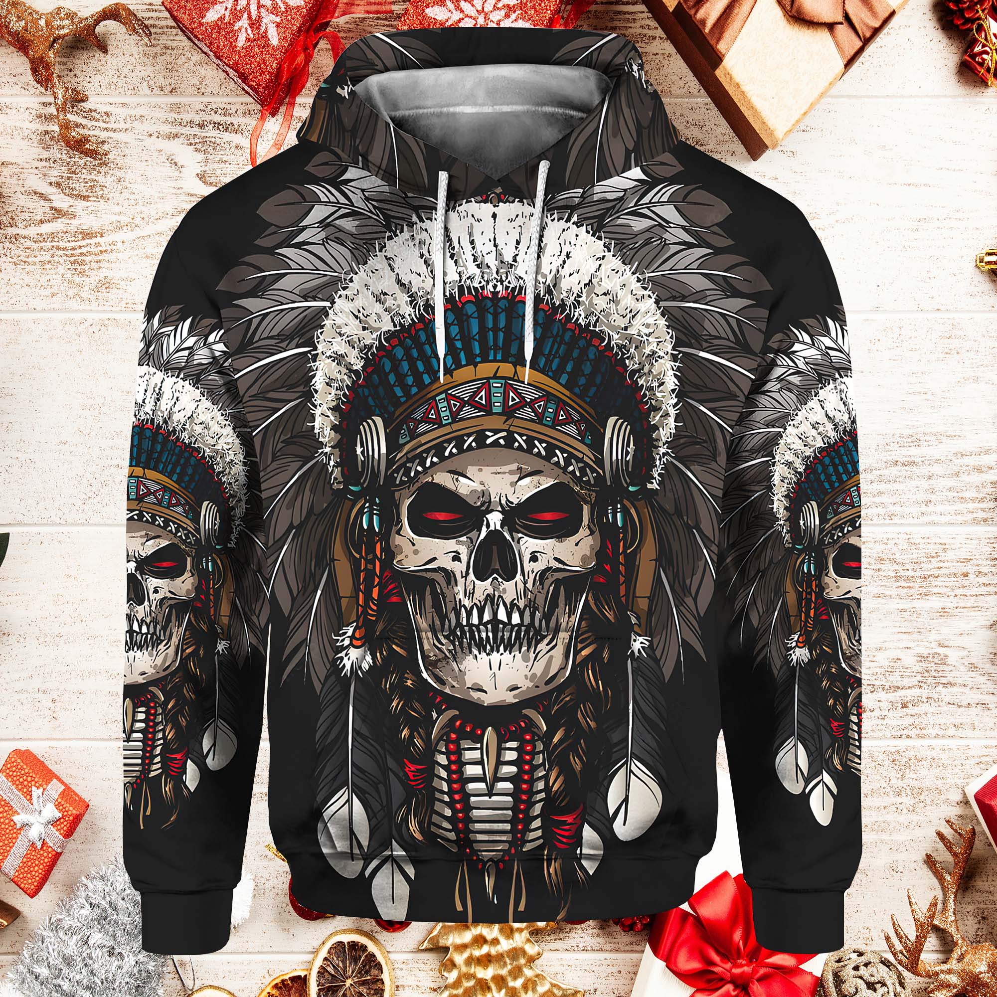 Native American Skull Headdress All Over Print Hoodie