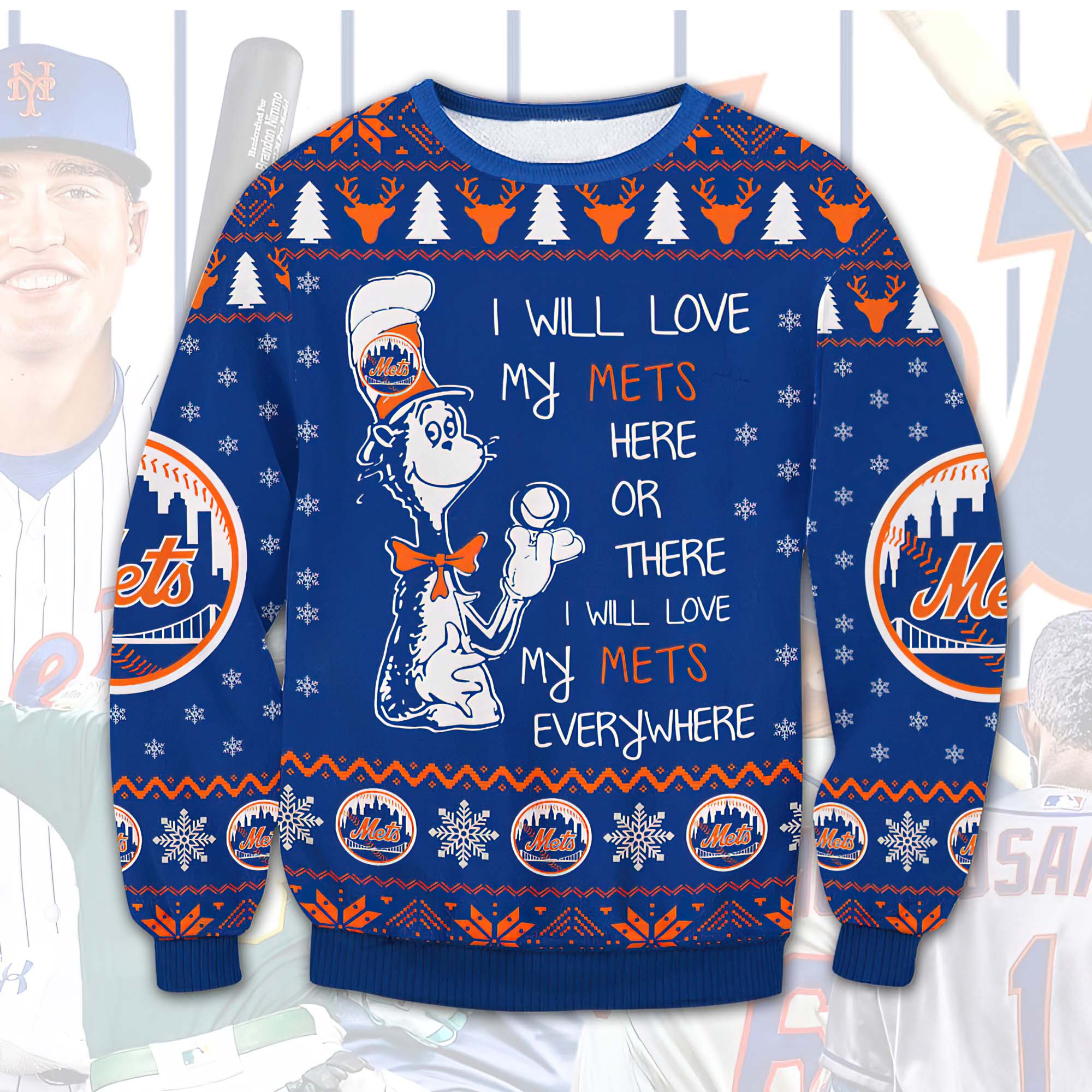 New York Mets Dr Seuss Ugly Christmas Sweater