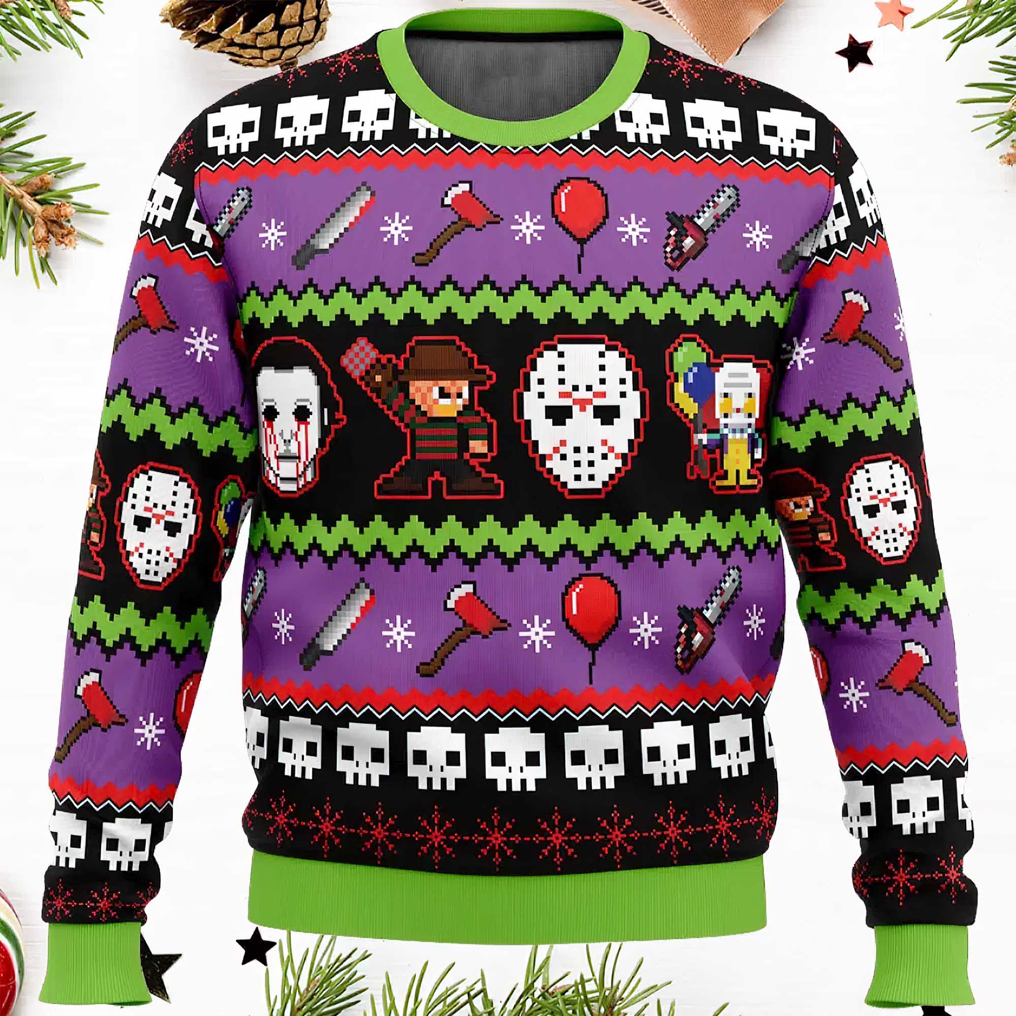 Nightmares On Halloween Ugly Christmas Sweater Nightmares On Halloween Ugly Christmas Sweater