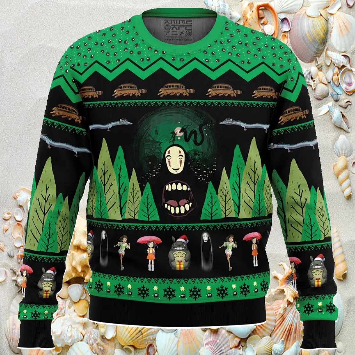 No Face Spirited Away Ugly Christmas Sweater No Face Spirited Away Ugly Christmas Sweater