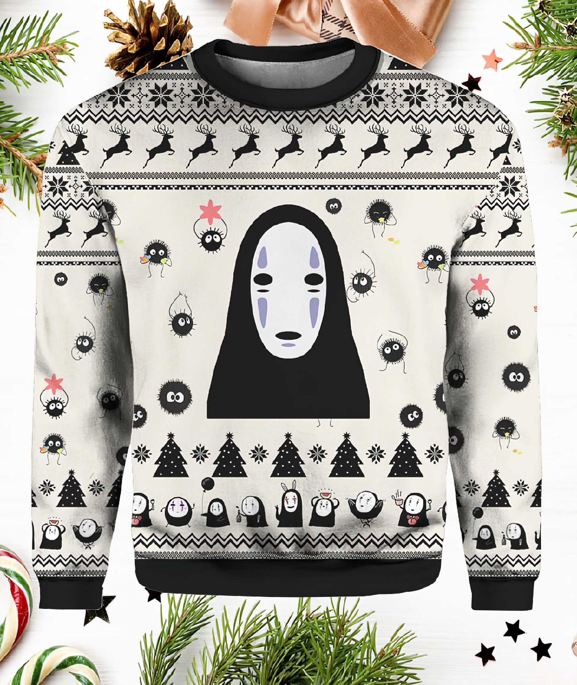No Face White Christmas Gift Ugly Christmas Sweater