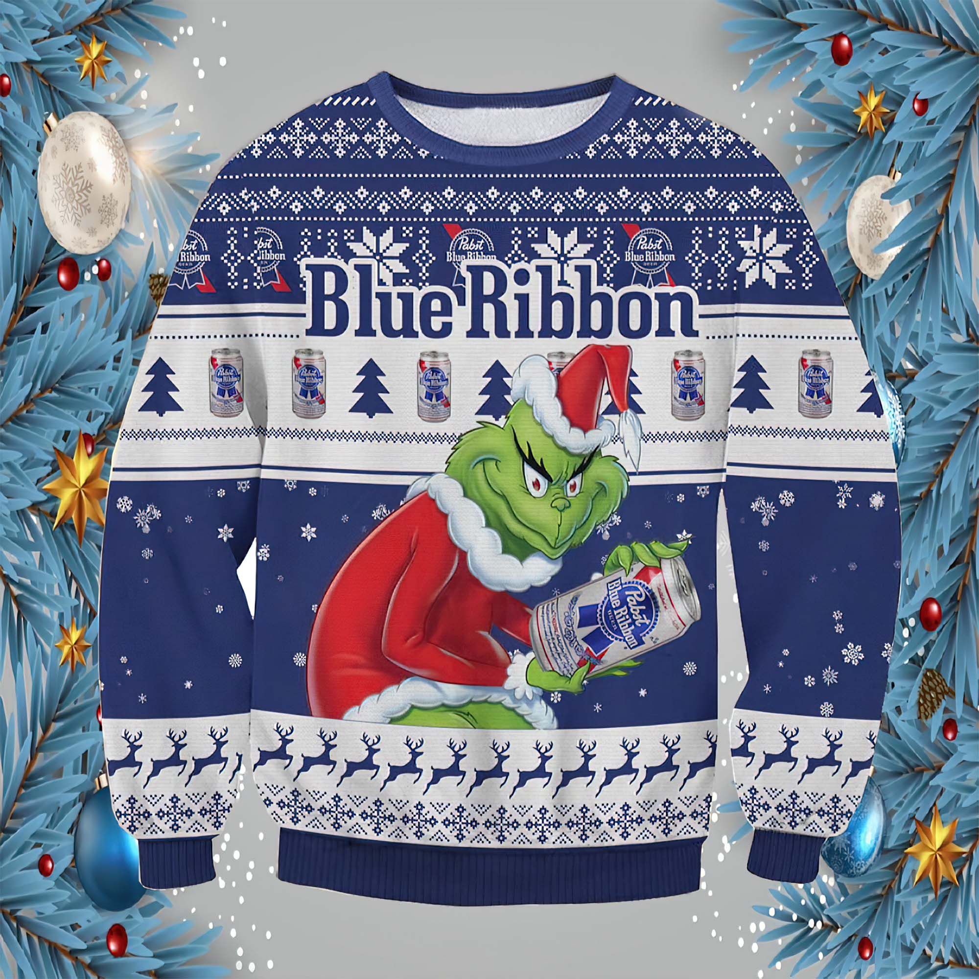 Pabst Blue Ribbon Grinch Ugly Sweater Pabst Blue Ribbon Grinch Ugly Sweater