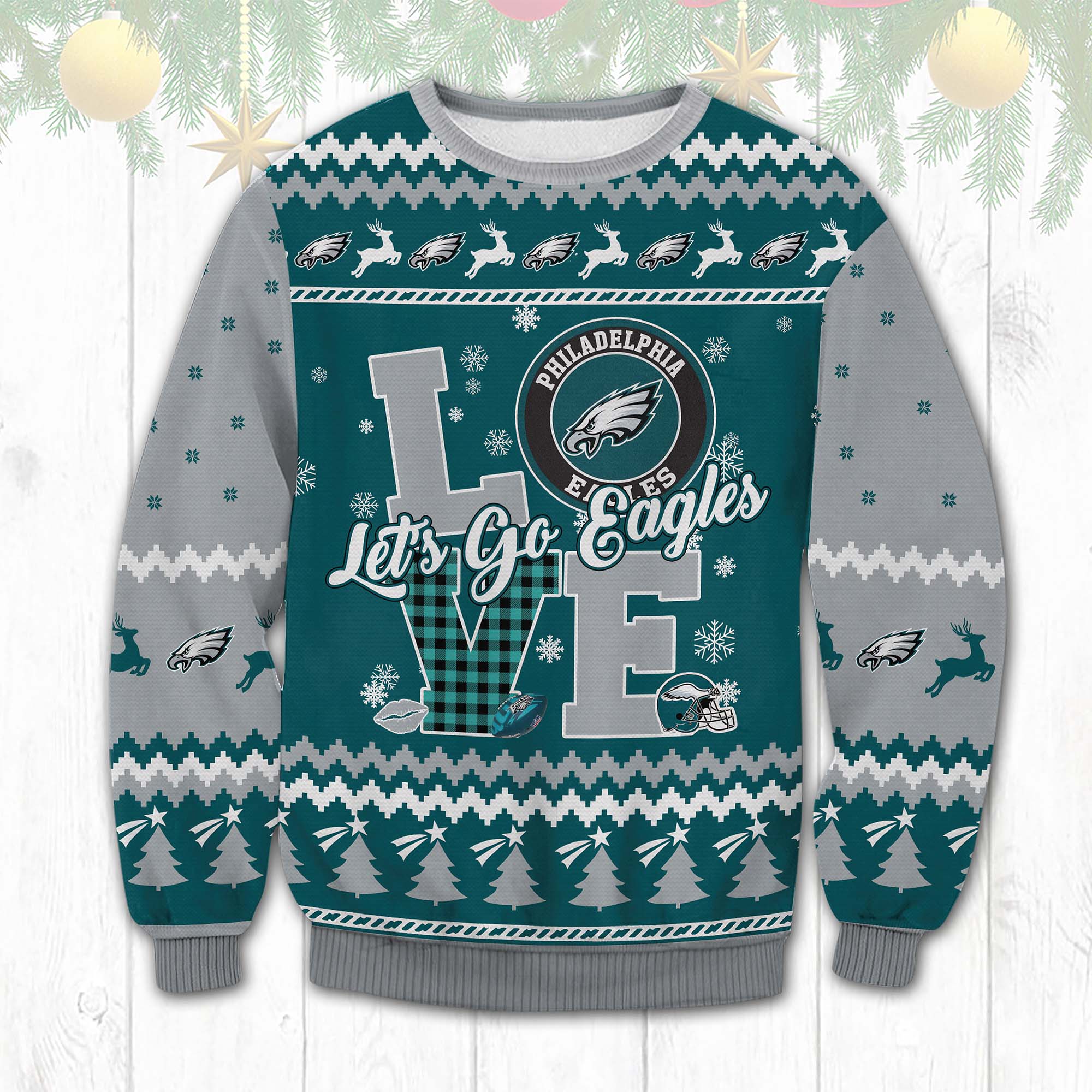 Philadelphia Eagle Love Let’S Go Eagles Ugly Christmas Sweater Philadelphia Eagle Love Let’S Go Eagles Ugly Christmas Sweater