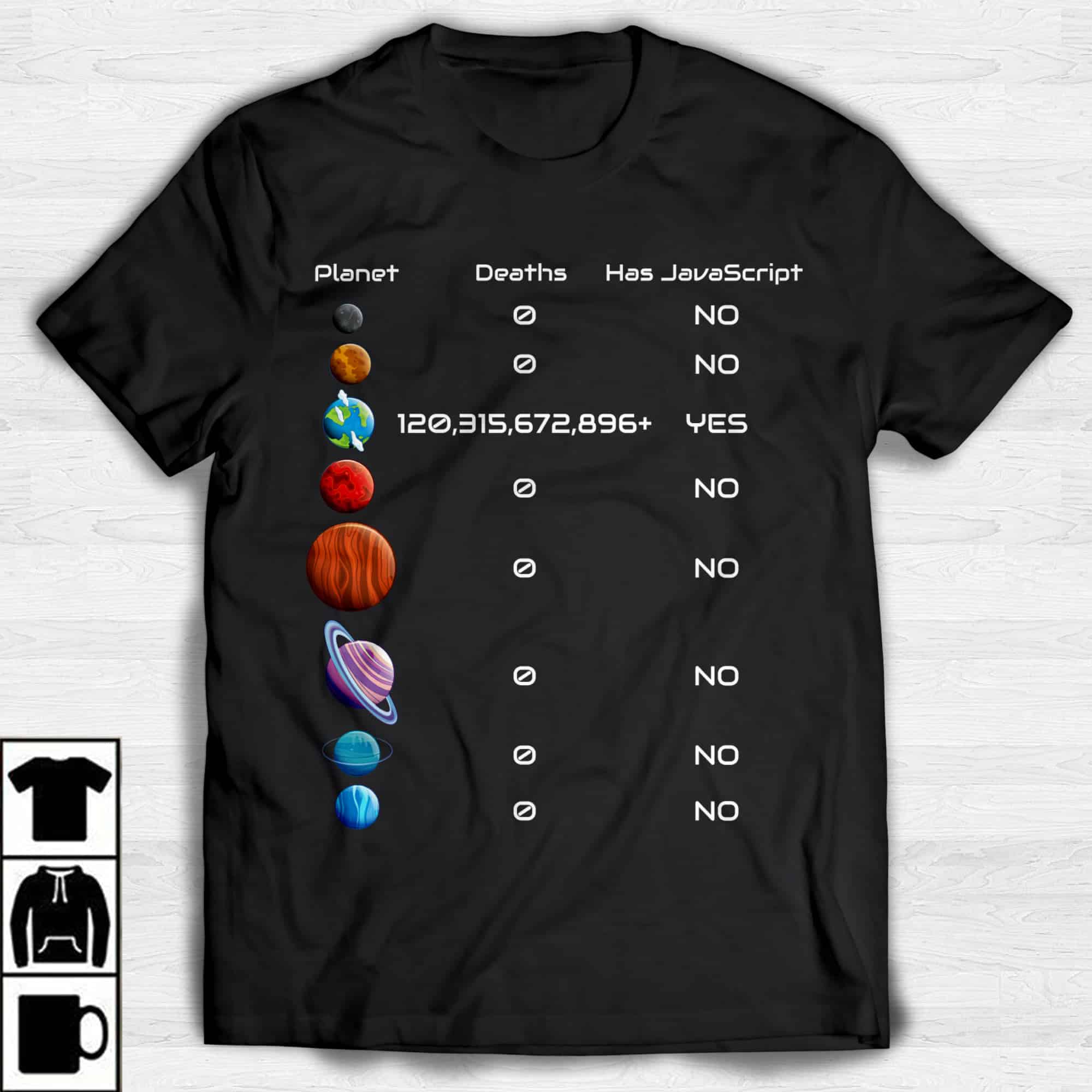 Planet Deaths Has Javascript Shirt Planet Deaths Has Javascript Shirt