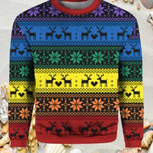Rainbow Deer Lgbt Ugly Christmas Sweater