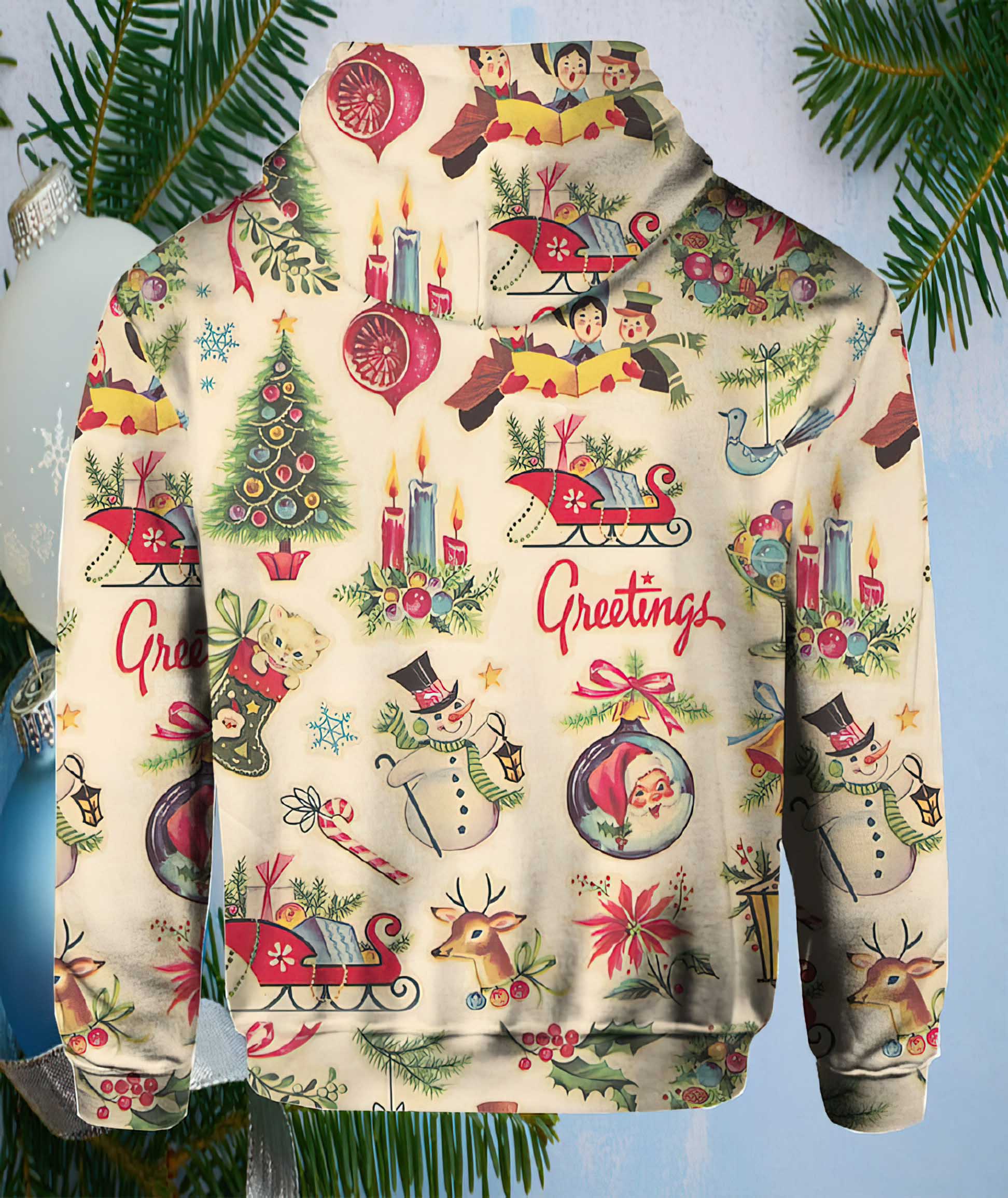 Retro Christmas Print Hoodie Retro Christmas Print Hoodie
