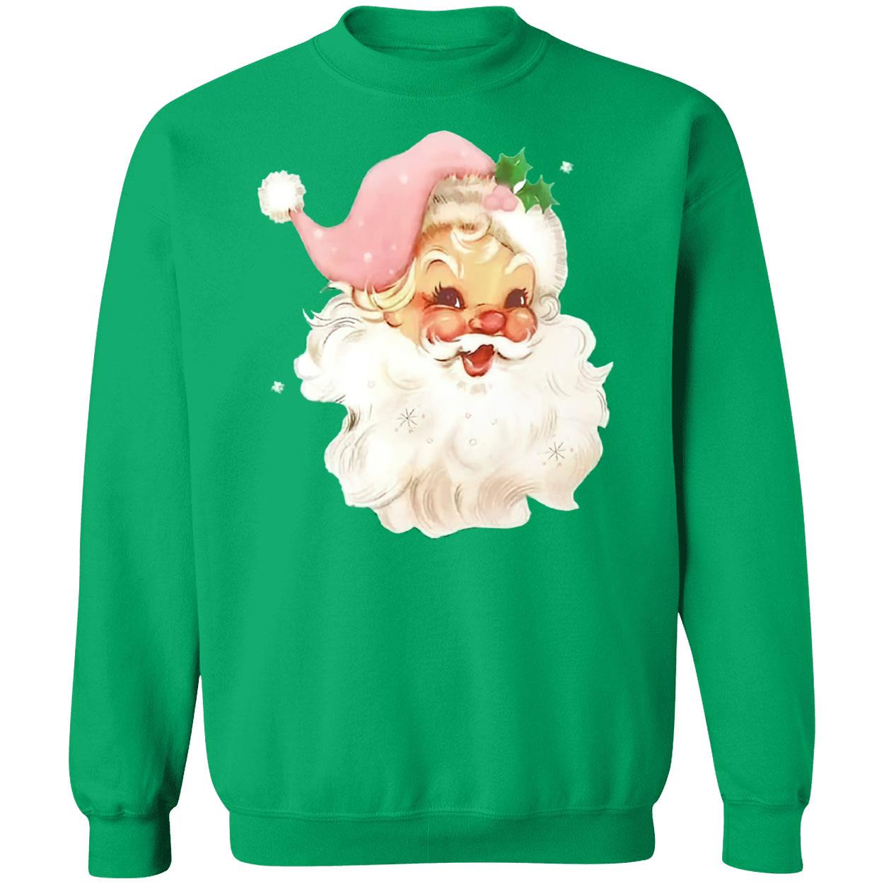 Retro Pink Santa Claus Print Sweatshirt Retro Pink Santa Claus Print Sweatshirt
