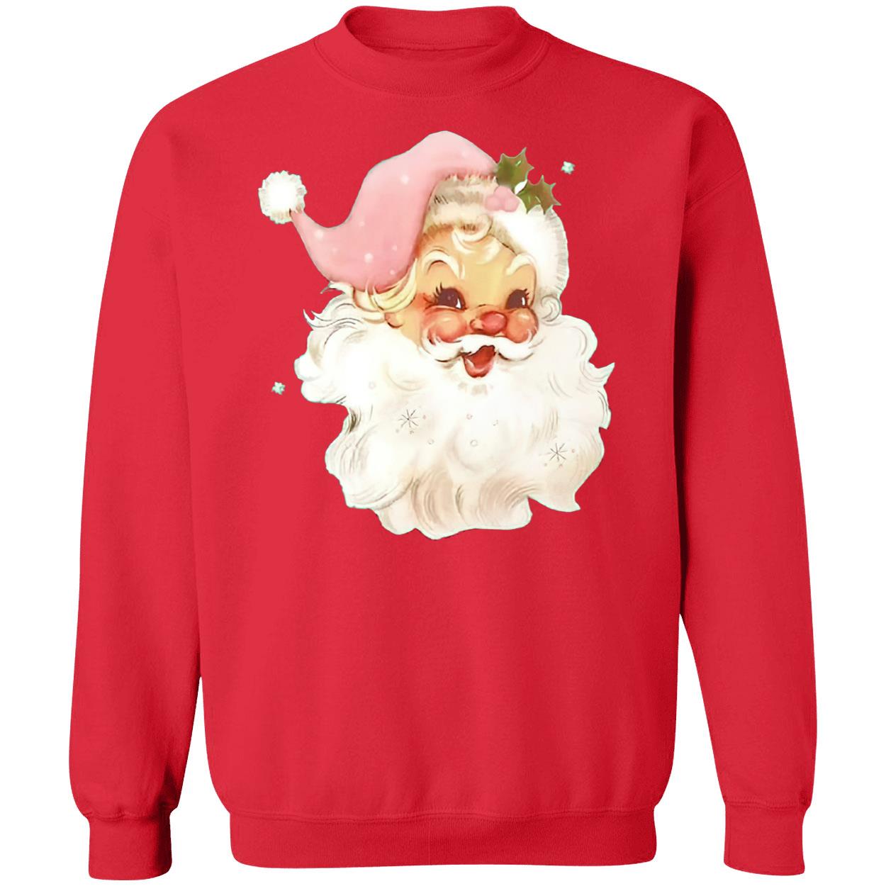 Retro Pink Santa Claus Print Sweatshirt Retro Pink Santa Claus Print Sweatshirt