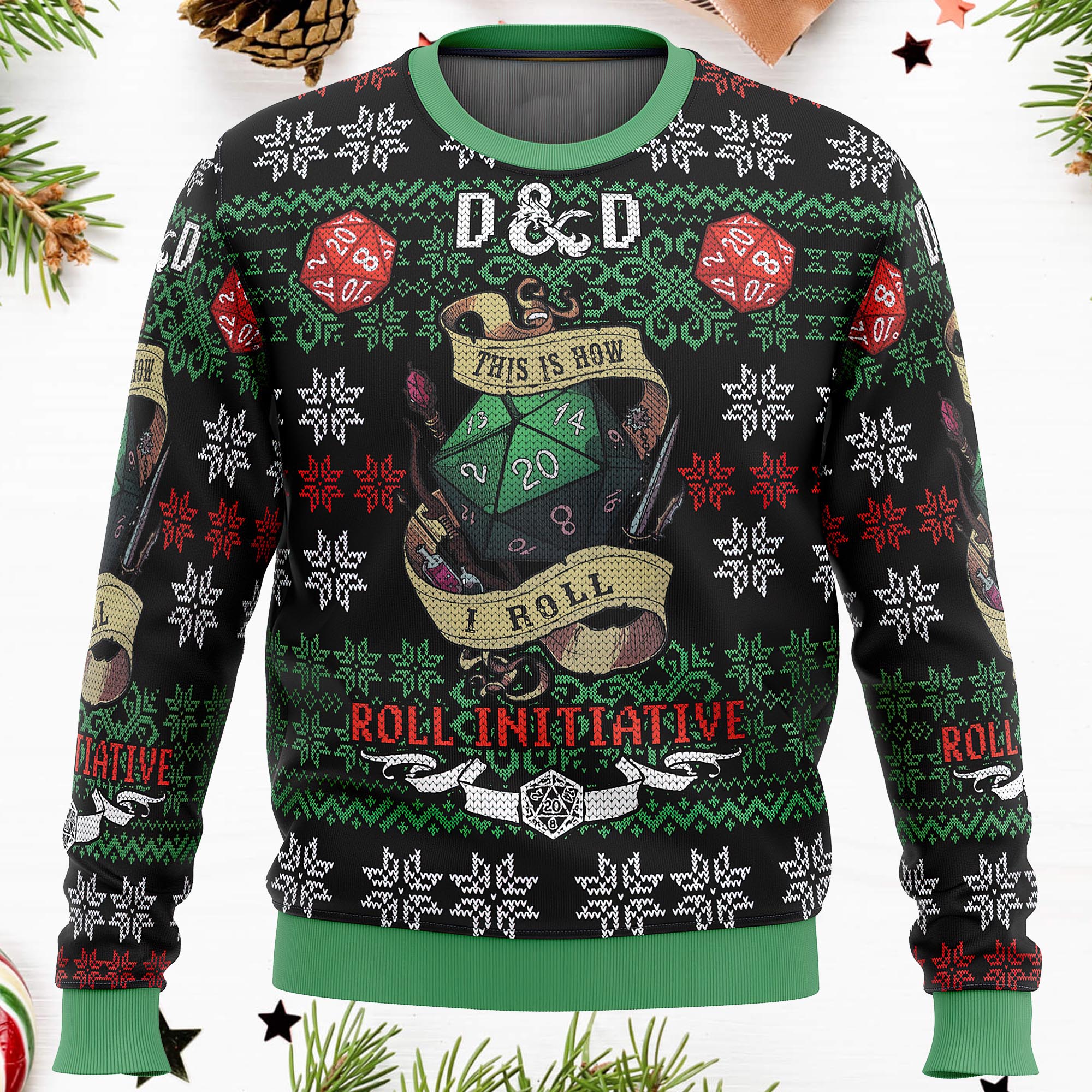 Roll Initiative Dungeons & Dragons Ugly Christmas Sweater Roll Initiative Dungeons & Dragons Ugly Christmas Sweater