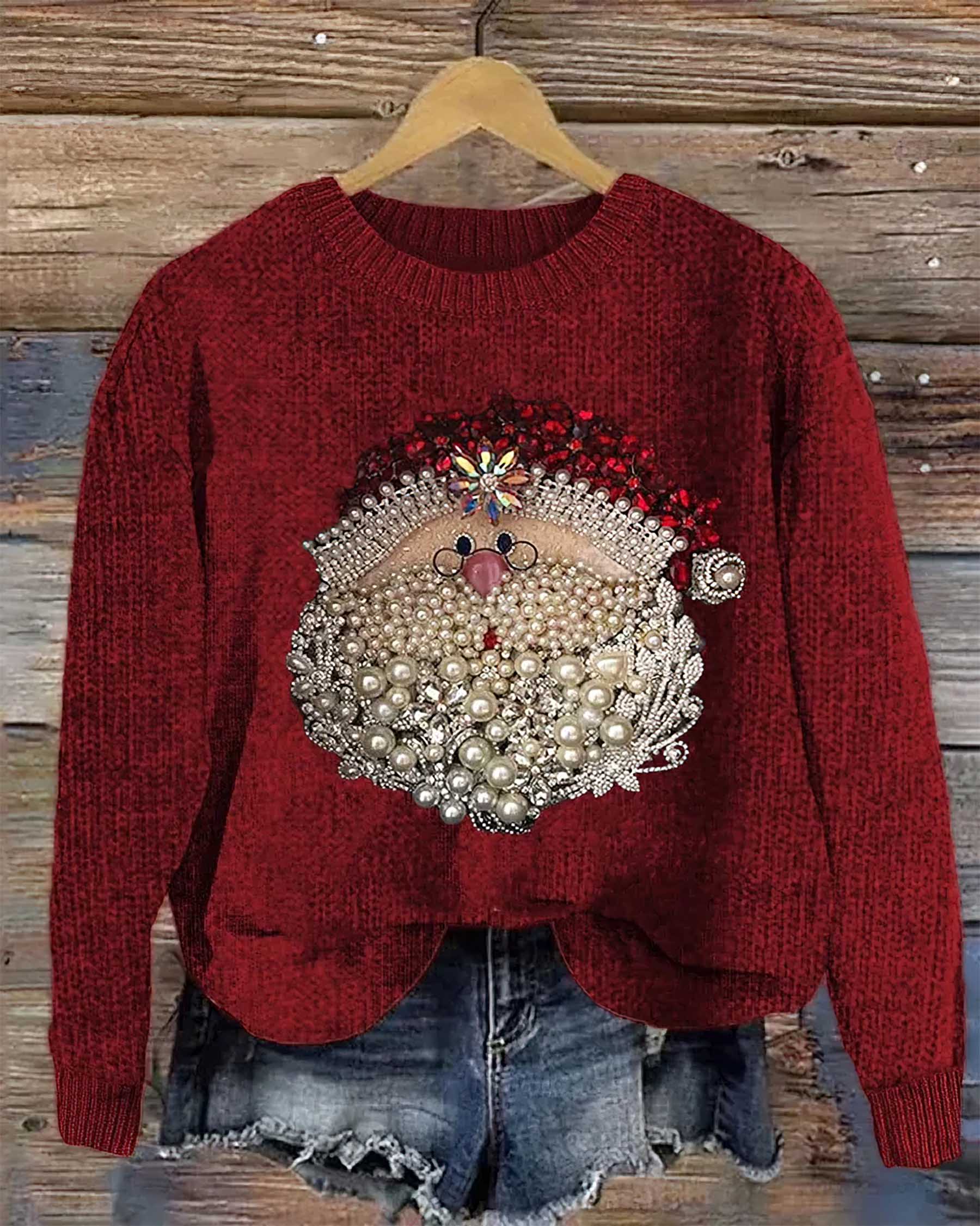 Santa Claus Crown Pearl Sweatshirt Santa Claus Crown Pearl Sweatshirt