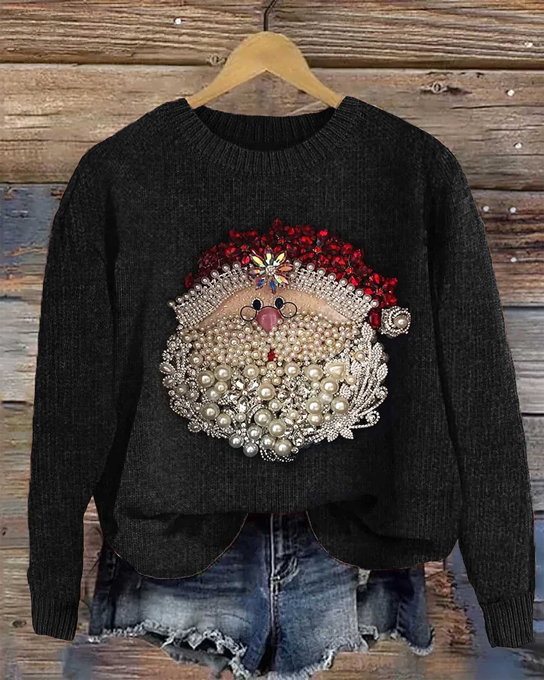 Santa Claus Crown Pearl Sweatshirt Santa Claus Crown Pearl Sweatshirt