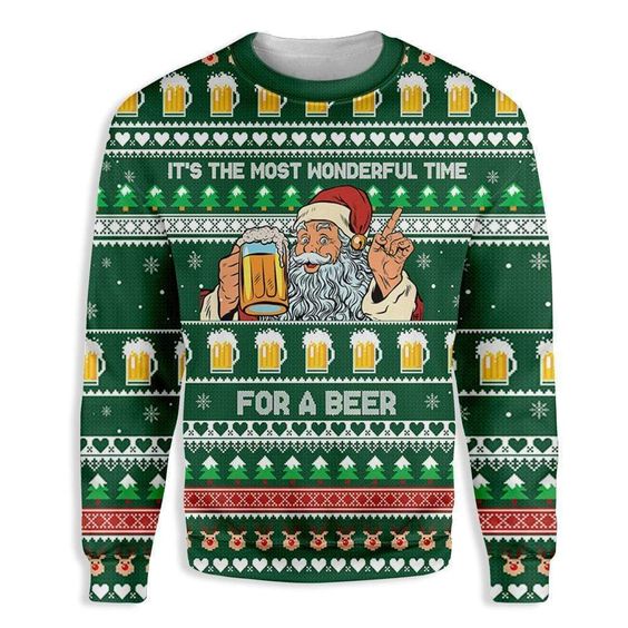 Santa It’S The Most Wonderful Time For A Beer Christmas Sweater Santa It’S The Most Wonderful Time For A Beer Christmas Sweater