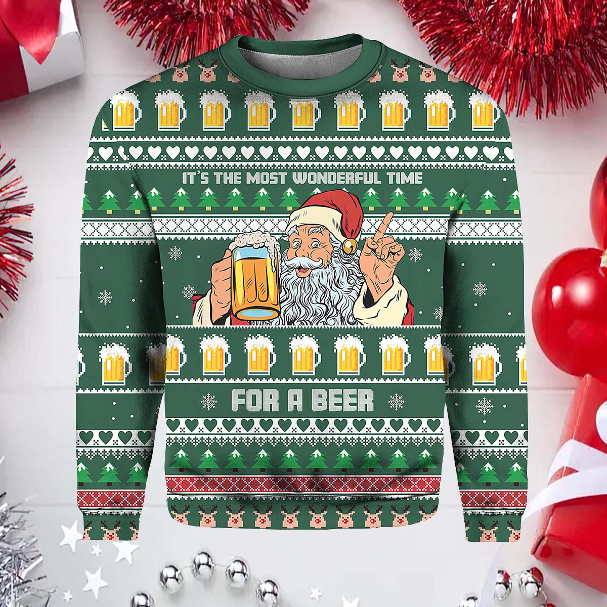 It’S The Most Wonderful Time For A Beer Christmas Santa Sweater